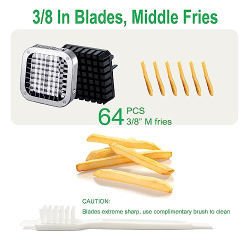 Eascandy French Fry Cutter, Heavy Duty Potato Slicer, Stainless Steel Potato Cutter with 3/8 Inch Blades for Sweet Potato, Carrot, Yam, Cucumbers. - size: 3/8 Cutter