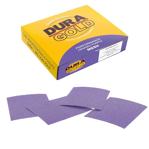 Dura-Gold 400 Grit 1/4 Sheet Size Purple Ceramic Mesh Sandpaper, Box of 16 - style: 400 Grit
