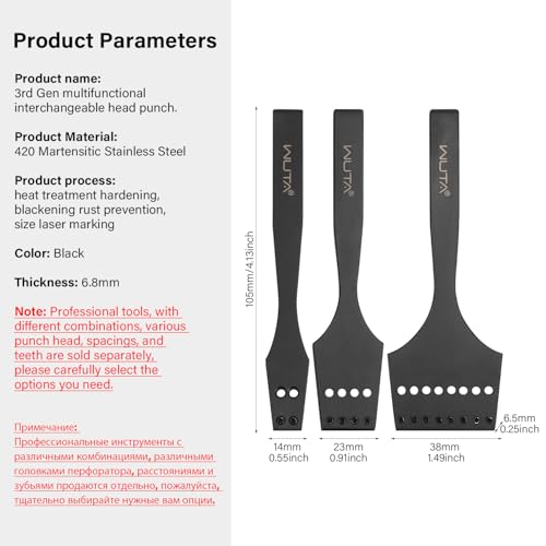 WUTA Leather Stitching, 3nd Removable Leathercraft Tool (3nd 3.85mm- 2+8 Hole, Leather Stiching Punch) - color: 3nd 3.85mm- 2+8 Hole, size: Leather Stiching punch