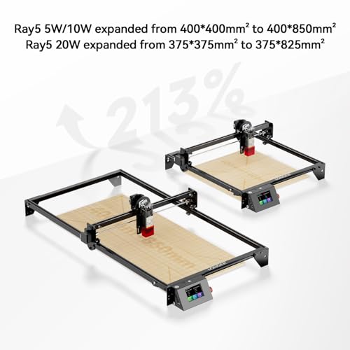 Longer RAY5 Laser Engraver, 10000mW Laser Cutter with Y-Axis Extension Area - color: Black, Silver