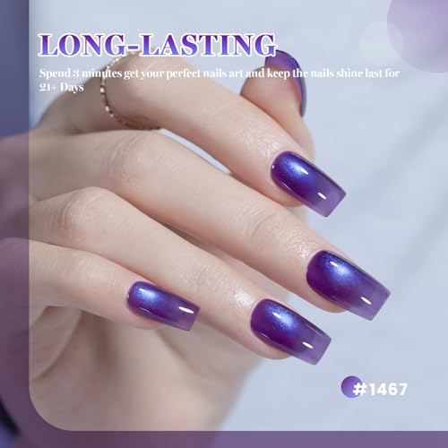 RARJSM Grape Purple Glassy Cat Eye Gel Nail Polish with Magnet Stick - color: Grape Purple