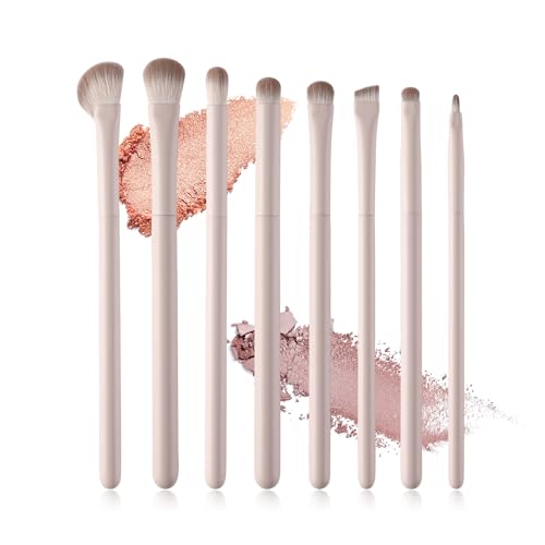 Eyeshadow Brush Set,8 Pcs Professional Eye Makeup Brushes With Soft Hairs & Wood Handle For Liquid,Cream,Powder Eyeshodow Concealer Eyebrows Eyeliner - color: Pink