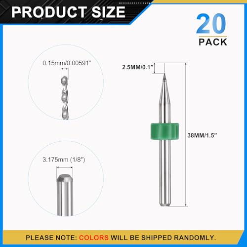 PATIKIL 20 Pack 0.15mm Micro Drill Bits Carbide Tungsten Steel - size: 0.15mm
