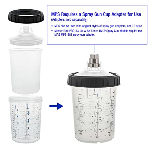 Master Paint System MPS Disposable Paint Spray Gun Cup Liners & Lids System - size: 27 Ounce Cup Kit