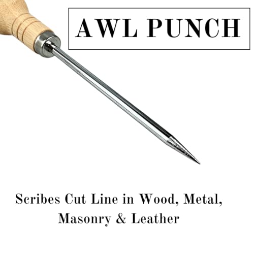 ToolUSA (2 Pack) 4" Scriber Set | 7" (17.8 cm) Overall | Rounded Wooden Handle | Stainless Steel | Precision Marking & Puncturing | Workshop Essential