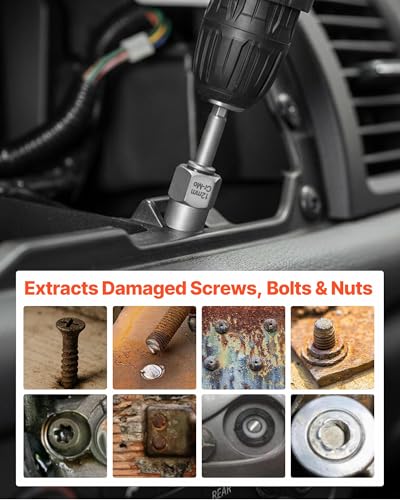 VEVOR Bolt Extractor Kit, 16 Pieces Impact Bolt & Nut Remover Set with Adapters and Pin Punch, Solid Storage Case, Cr-Mo Steel for Removing Damaged, Rusted, Stripped, Rounded Bolts, Nuts and Screws - size: 16 PCS