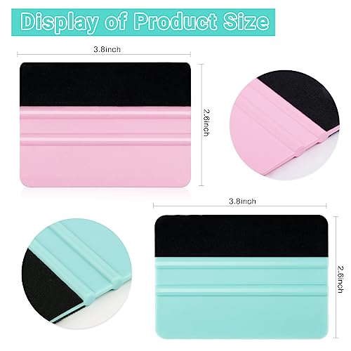 WRAPXPERT Vinyl Squeegee Tool,2 Pack Squeegees for Vinyls Pink and Teal,Felt Squeegee Vinyls Scraper Tool for Crafting Vinyl Application - color: Teal & Pink