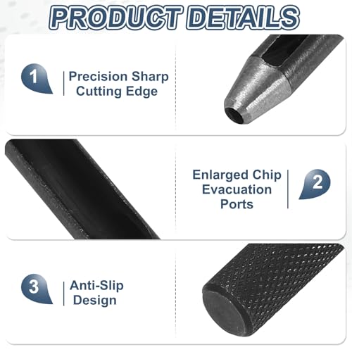 HARFINGTON Leather Hole Punch 3mm Hollow Round Hole Puncher Cutter Carbon Steel Tool for Watch Cloth Belt Gaskets DIY Leather Craft Repair, Black - size: 3mm