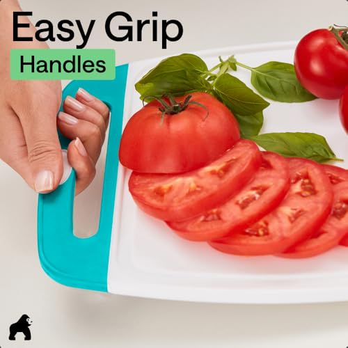 GORILLA GRIP Cutting Board Set of 3, Slip Resistant and Nonporous Turquoise - color: Turquoise/White