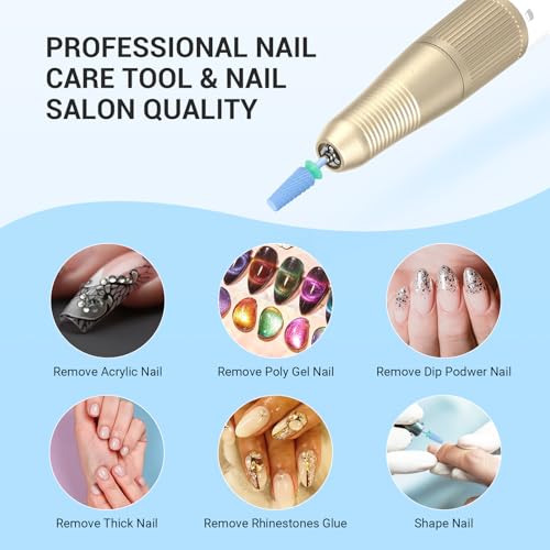 MelodySusie Professional 5 in 1 Nail Drill Bits, 3/32'' Carbide Tungsten Multi-function Bits, Suitable for Manicure Pedicure Cuticle Gel Polishing, Technicians Bits, Light Blue, Series Bit-M, C - color: Light Blue, size: Coarse-C