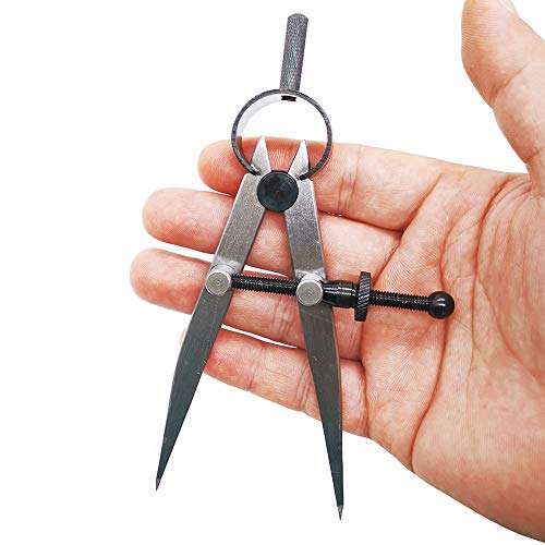 4 Inch Professional Leather Compass, Precision Spring Wing Divider/Scriber, Metal Compass for Woodworking, Metalworking - size: 4 inch