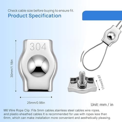 10PCS M6 Wire Rope Clamp,Single clamp - size: M6-1-10Pack