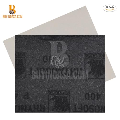 Indasa Rhynosoft Foam Sanding Pads - 4.5" x 5.5",Hook and Loop, 600 Grit, Redline, Flexible,Tear-Resistant,Ideal for Automotive,Wood,& Finishing (Pack of 20 Pads) - size: 4.5" x 5.5"