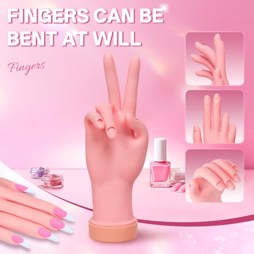 Buqikma Flexible Practice Nail Fake Silicone Hand Model for Acrylic Nails