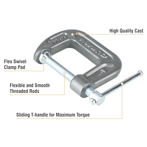 Olympia Tools C-Clamp, 38-110, (1 X 1) Inches - size: 1-Inch x 1-Inch