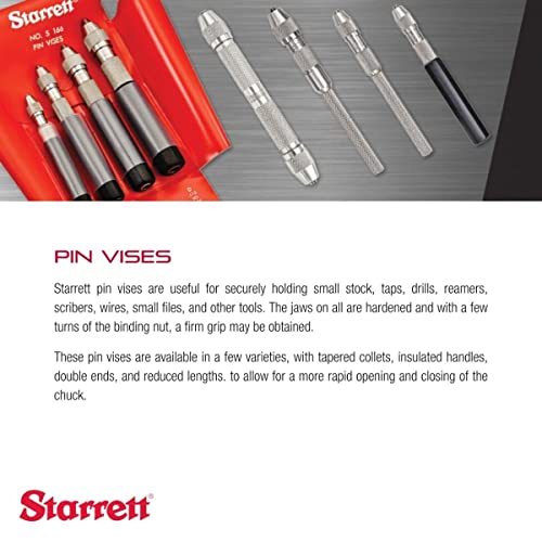 Starrett Pin Vise Set, .010 - .187" Range, 4 Pieces - size: .030-.187"