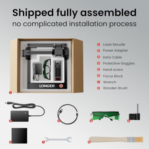 LONGER RAY5 Laser Engraver, 5500mW Portable Precision Engraving Machine - color: Metallic Black