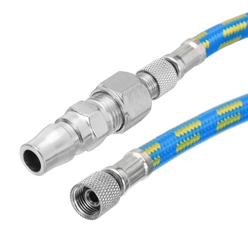 PATIKIL 1/8 Air Brush Hose, 6ft Air Brush Air Hose Nylon Braided Air Brush Hose 1/8" Ends with 1/4" Hose Adaptor for Air Brush Paint Machine Nails, Blue - color: Blue