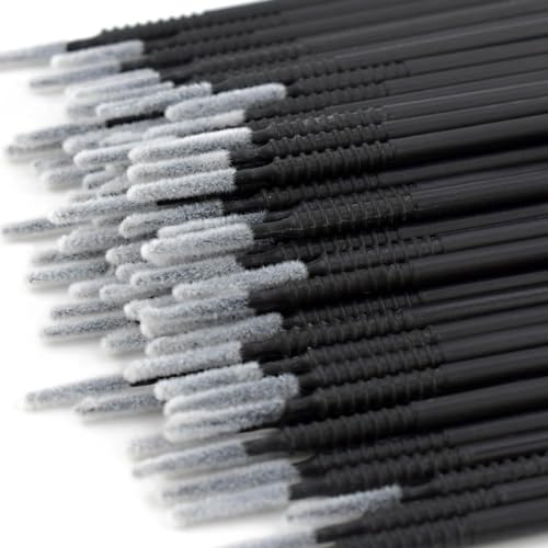 100 Pack Disposable Micro Brush Applicator Swabs for Eyelash Extension Lash Extensions - Suitable for Cosmetic Cleaning and Applying (Black)