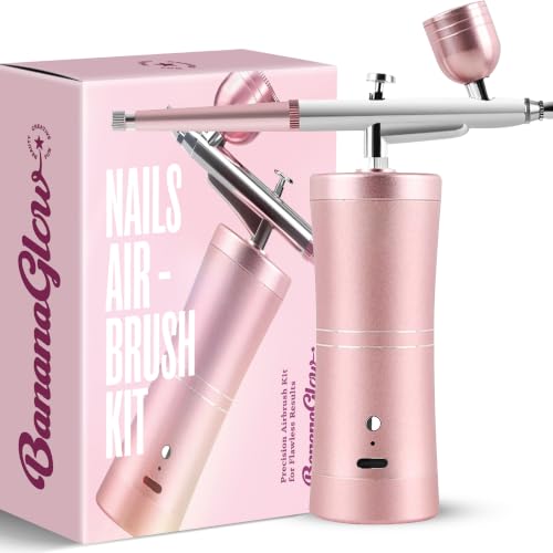 Airbrush for Nails Kit – Easy to Use High Quality Cordless Rechargeable Durable Professional Nails Airbrush Machine Kit with Stencils & Cleaning Tools for DIY Artists and Nail Techs - color: Glossy Pink
