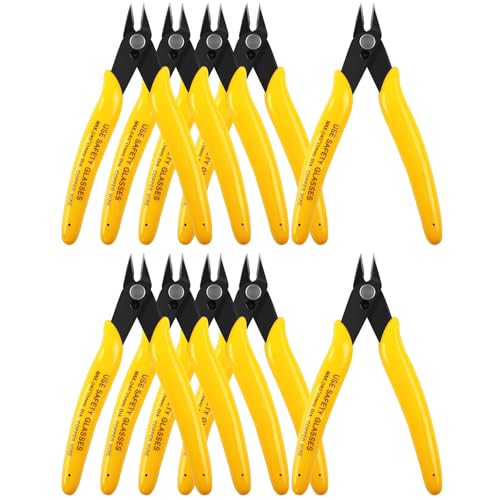 HongWay 10pcs Yellow 5" Micro Flush Cutters for Electronics Crafts - color: Yellow