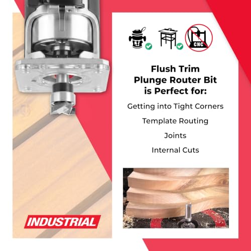 Amana Tool 45489-S Flush Trim Router Bit 1/2 D x 1/8 CH x 1/4 SHK - size: 1/2 Dia x 1/8 x 1/4" Shank