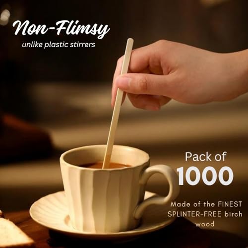 Wooden Stir Sticks, 5.5-inch Large Birchwood Stirrers, 1000 Disposable Swizzle Sticks for Coffee & Drinks - style: 5.5 Inches - Pack of 1000