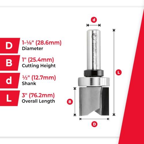 Amana Tool 45550 Flush Trim Router Bit 1-1/8 D x 1 CH x 1/2 SHK Bearing - size: 1-1/8 Dia x 1" 2 Sh