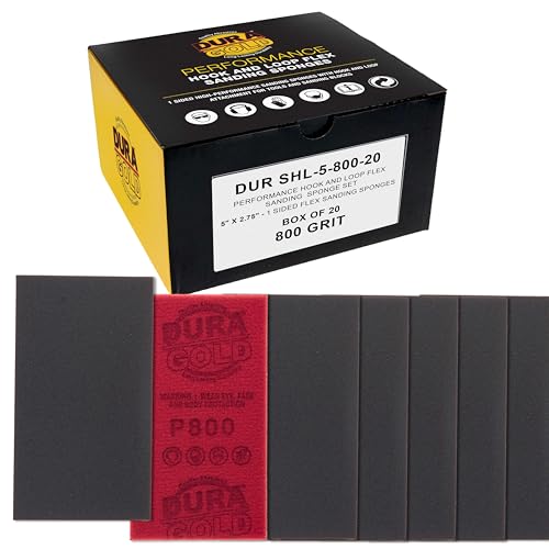 Dura-Gold 800 Grit 5" x 2-3/4" Sanding Sponges, Flexible Sandpaper, 20-Pc - style: 800 Grit