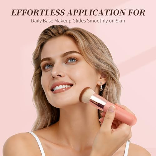 DUcare Foundation Brush for Liquid Makeup,Flat Top Kabuki Foundation Brushes - Premium Makeup Brush for Liquid, Cream, Powder,Buffing, Blending,Pink - color: Pink