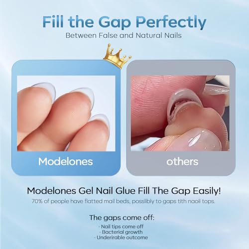 modelones 2pcs 15ml 10 in One X Nail Gel Glue Gel Base Coat Brush On - color: D-Clear-2