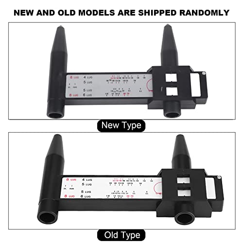 Wheel Rim Gauge, PCD Bolt Pattern Measuring Tool Ruler for 4 5 6 8 Lug Wheels Studs Inch Metric Size Lightweight Durable Plastic Easy Fit Car Truck SUV