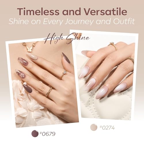 modelones Jelly Gel Nail Polish Set, Hema Free Nude White Brown Cat Eye - color: A A0 Nude Essence