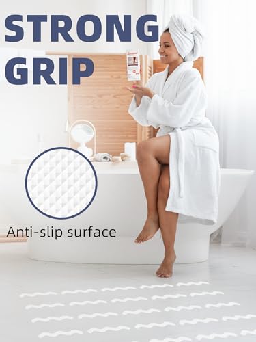 Secopad 24PCS Anti-Slip Shower Stickers with Scraper, 0.8"*8", White - color: White, size: 0.8in x 8in