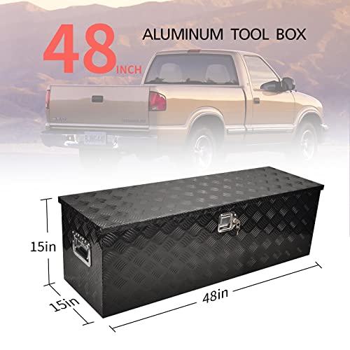 48" Aluminum Truck Tool Box with Lock, Black(48"×15"×15") - color: Black, size: 48"x15"x15"