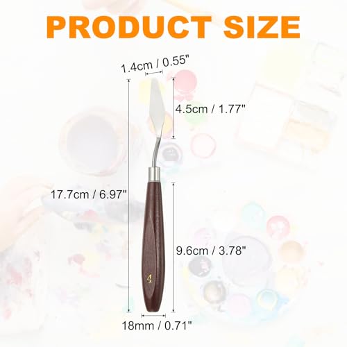 HARFINGTON 5pcs Palette Knife Painting Tool 1.77 x 0.55 Stainless Steel Art Spatula Pallet Knives Scrapers Tools with Beech Wood Handle for Acrylic Oil Canvas Mixing Spreading, Red/Silver - size: 1.77" x 0.55"