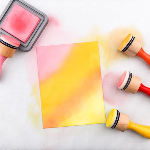 26 Pcs/Sets Ink Blending Tool Sets, Include 2 Pcs Round Ink Mini Applicator Tools and 24 Pcs Replacement Refill Foam Pads for Drawing Distressing Blending Scrapbooking & Stamping Supplies (Yellow) - color: Yellow