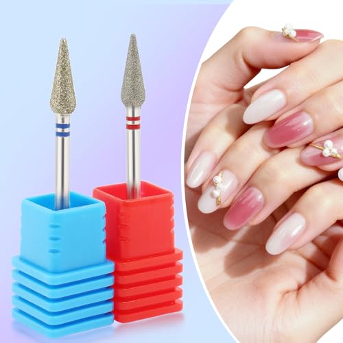 QUNZHAO 2Pcs Diamond Nail Drill Bits Carbide Conical Micro Cuticle Remover Bit for Under Nail Dead Skin Cleaning Cuticle Remove Nail Art Design Manicure (12 set 4.0mm Bud Shape) - size: 12 set 4.0mm Bud Shape