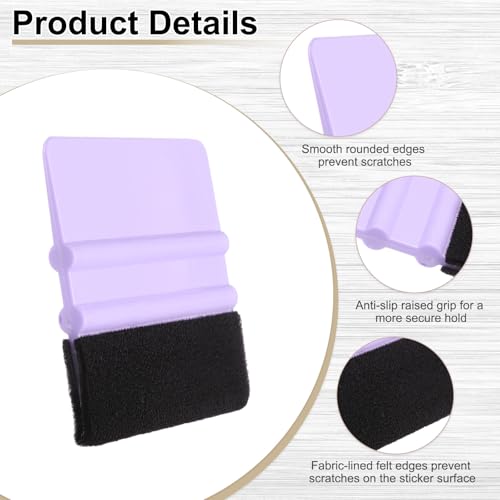 HARFINGTON 10pcs Car Vinyl Scraper 4inch Vinyl Squeegee Felt Edge Squeegee Tool for Car Window Tint Wallpaper Decal Sticker Installation Crafts Car Wrap Paste, Purple - color: Purple