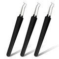 Honoson 3 Pcs Blackhead Tweezers Stainless Steel Tip Tool, Black - color: Black