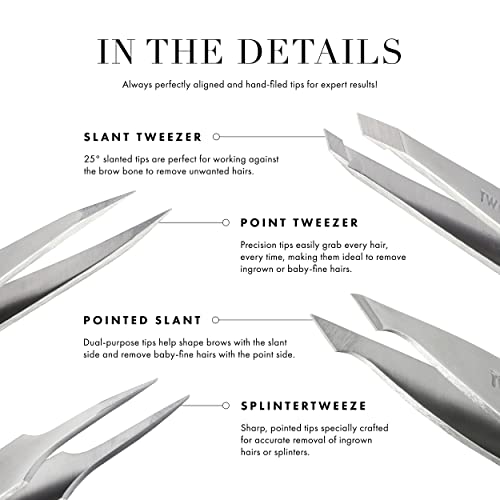 Tweezerman Micro Mini Slant & Point Tweezer Set for Eyebrows Hollygraphic