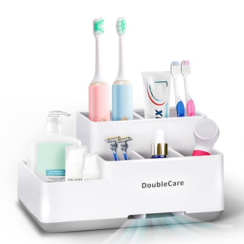 Toothbrush Holder with Anti-Slip, Bathroom Organizer Countertop Detachable