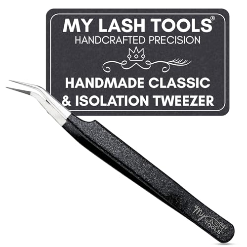 Isolation Fiber Tip Lash Tweezers – 12cm Eyelash Extension Tweezer with Fine Nano Grip Tip, Stainless Steel, Non-Slip Handle (Black) - color: Mlt-mysl-22