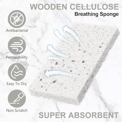 Zhengmy 100 Pcs Sponges Bulk Sponges Kitchen Compressed Sponge, White - color: White