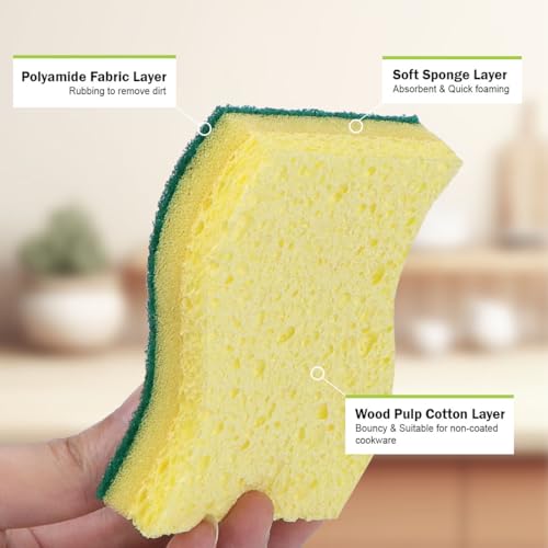 AIDEA Sponges Kitchen-24Count, Heavy-Duty Scrub Sponges, Sponges for Dishes - color: Light-green-standard
