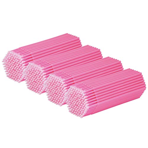tifanso 400PCS 2mm Disposable Micro Cotton Swabs for Lash Extensions, Pink - color: Pink