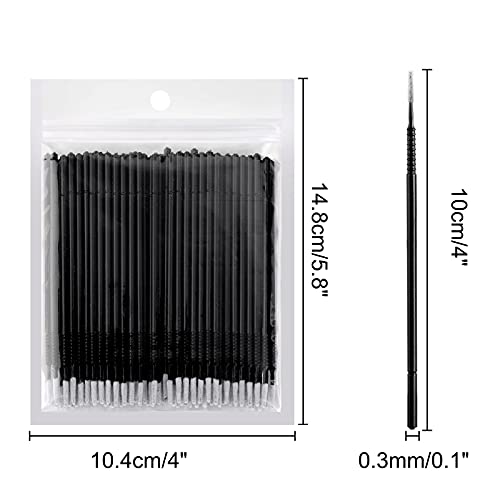 Dming 200PCS Micro Applicators Brushes Mini Cotton Swabs Remove Grafted Eyelash Glue Dedicated Brush Disposable Microswabs for Eyelash Extensions Make up and Lash Clean and Personal Care (Black 1) - color: black 1
