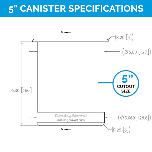 Docking Drawer 5" Stainless Steel Canister for Hot Tools, Capped Design - size: 5.0"
