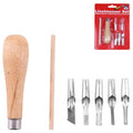 Peenbbop Rubber Stamp Carving Tools Set with 5 Blades & Wood Handle