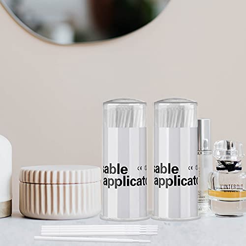 Dming 200 Pieces Disposable Micro Brush Applicator Microswabs for Eyelash Extension Removing Tools, Mini Cotton Swab Brushes for Makeup and Personal Care (White) - color: white